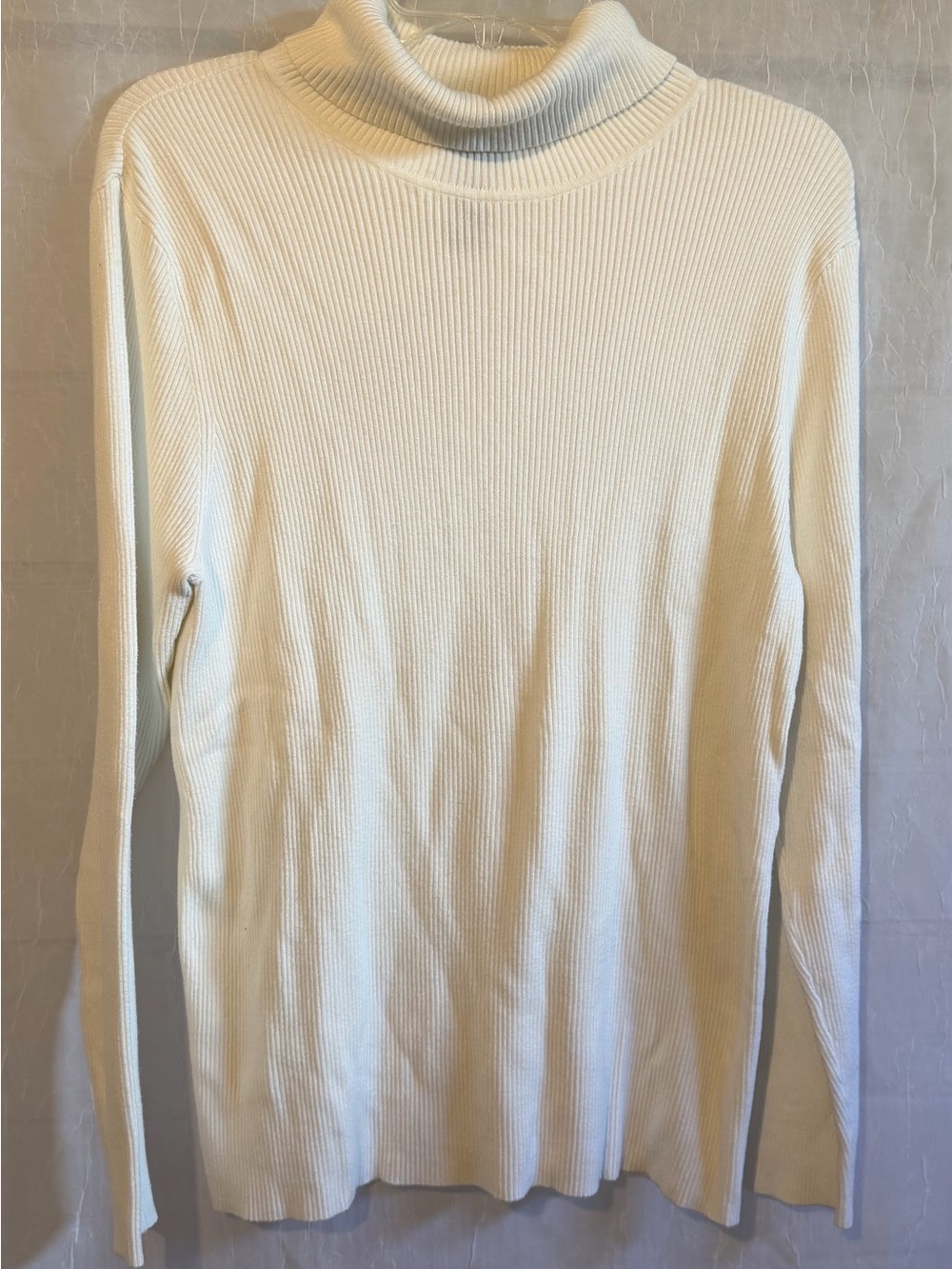 Chico's 3 (XL) Cream Ribbed Cowl Neck Sweater